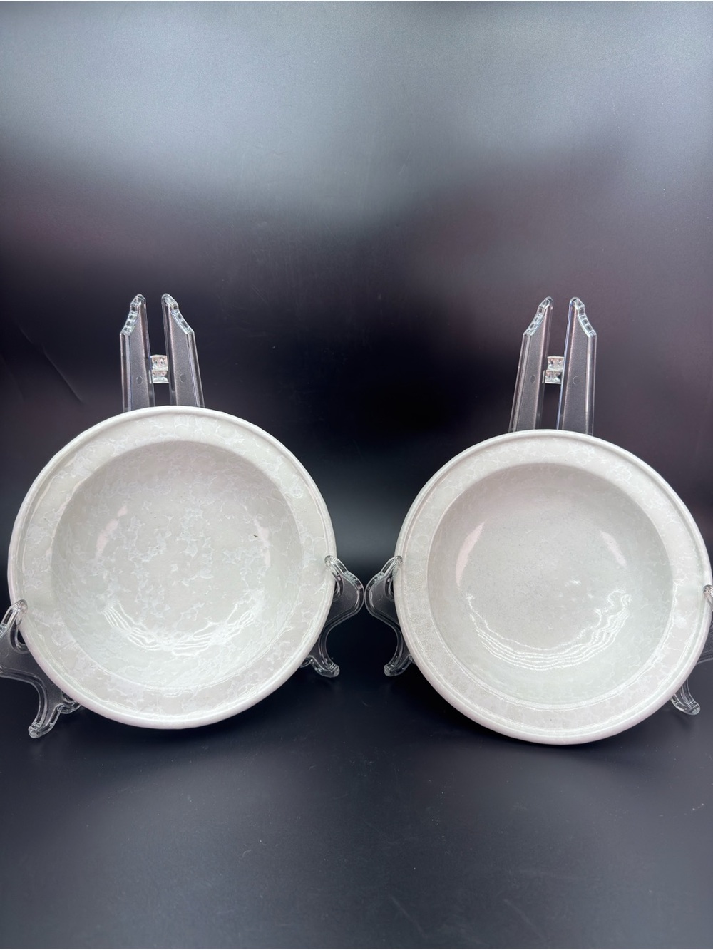 Bennington Pottery White Cream Spongeware Bowls